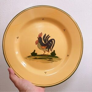 1 - HCH7 by HORCHOW 11” Dinner Plate Crafted In Italy Rooster Green Strip Yellow